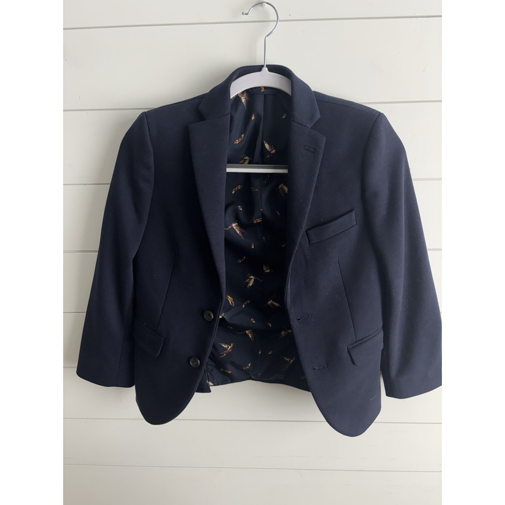 Lauren Ralph Lauren Boys 10R Navy Blazer Sport Coat Pheasant Print Lining